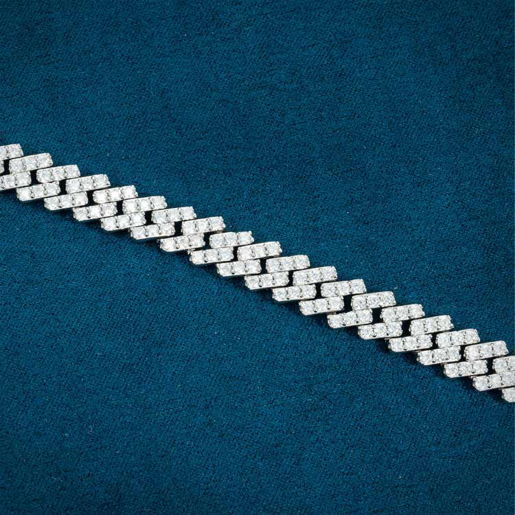 mens 925 sterling silver 8mm moissanite cuban link bracelet 14k white gold