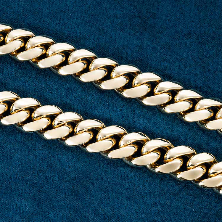 mens solid 24k gold miami cuban link chain necklace yellow gold