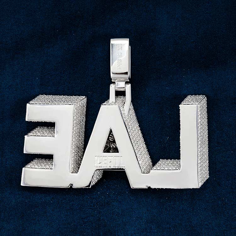 solid back 925 silver mens 3d moissanite custom name pendant iceatl 10k white gold